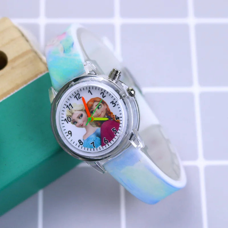 Disney Princess Elsa Kids Watches Girls Silicone Strap Cartoon Rabbit Dinosaur Light Children Wrist Watch Clock reloj infantil