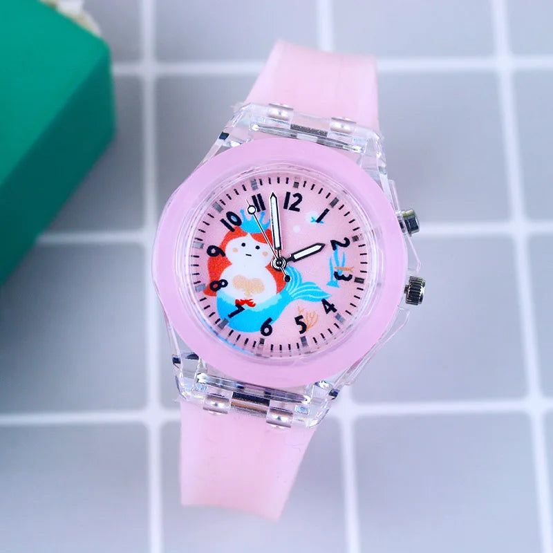 Disney Princess Elsa Kids Watches Girls Silicone Strap Cartoon Rabbit Dinosaur Light Children Wrist Watch Clock reloj infantil