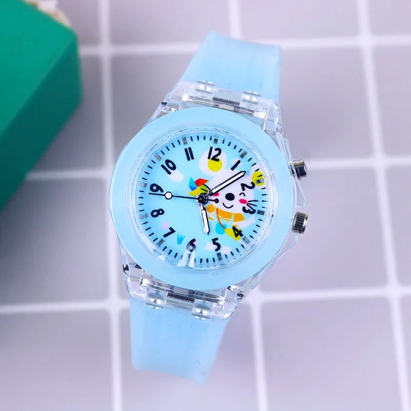 Disney Princess Elsa Kids Watches Girls Silicone Strap Cartoon Rabbit Dinosaur Light Children Wrist Watch Clock reloj infantil