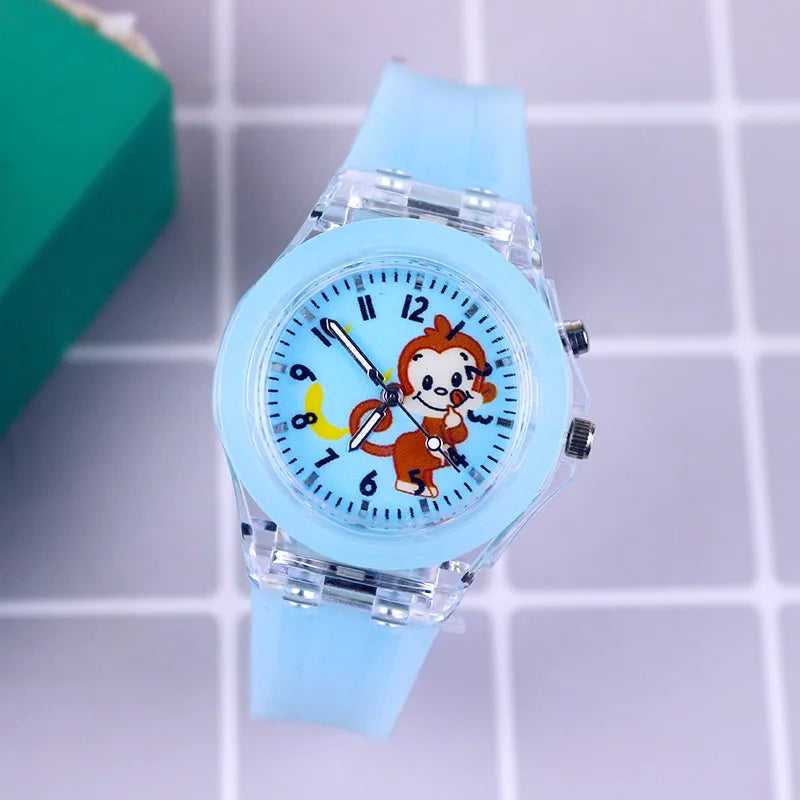 Disney Princess Elsa Kids Watches Girls Silicone Strap Cartoon Rabbit Dinosaur Light Children Wrist Watch Clock reloj infantil