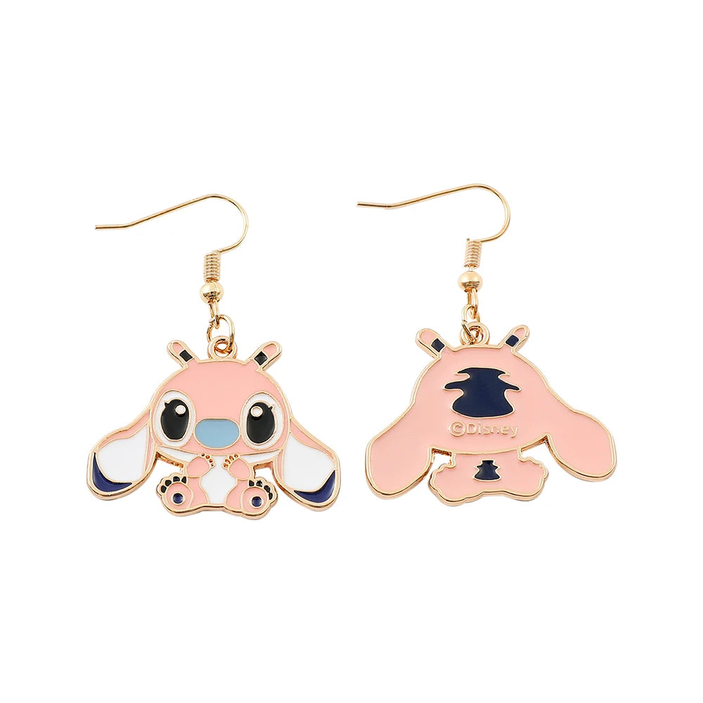 Disney-Cute Cartoon Stitch with Flower Stud Earrings for Women and Teen Girls, Lovely Ear Accessories, Jewelry Gifts for Fans