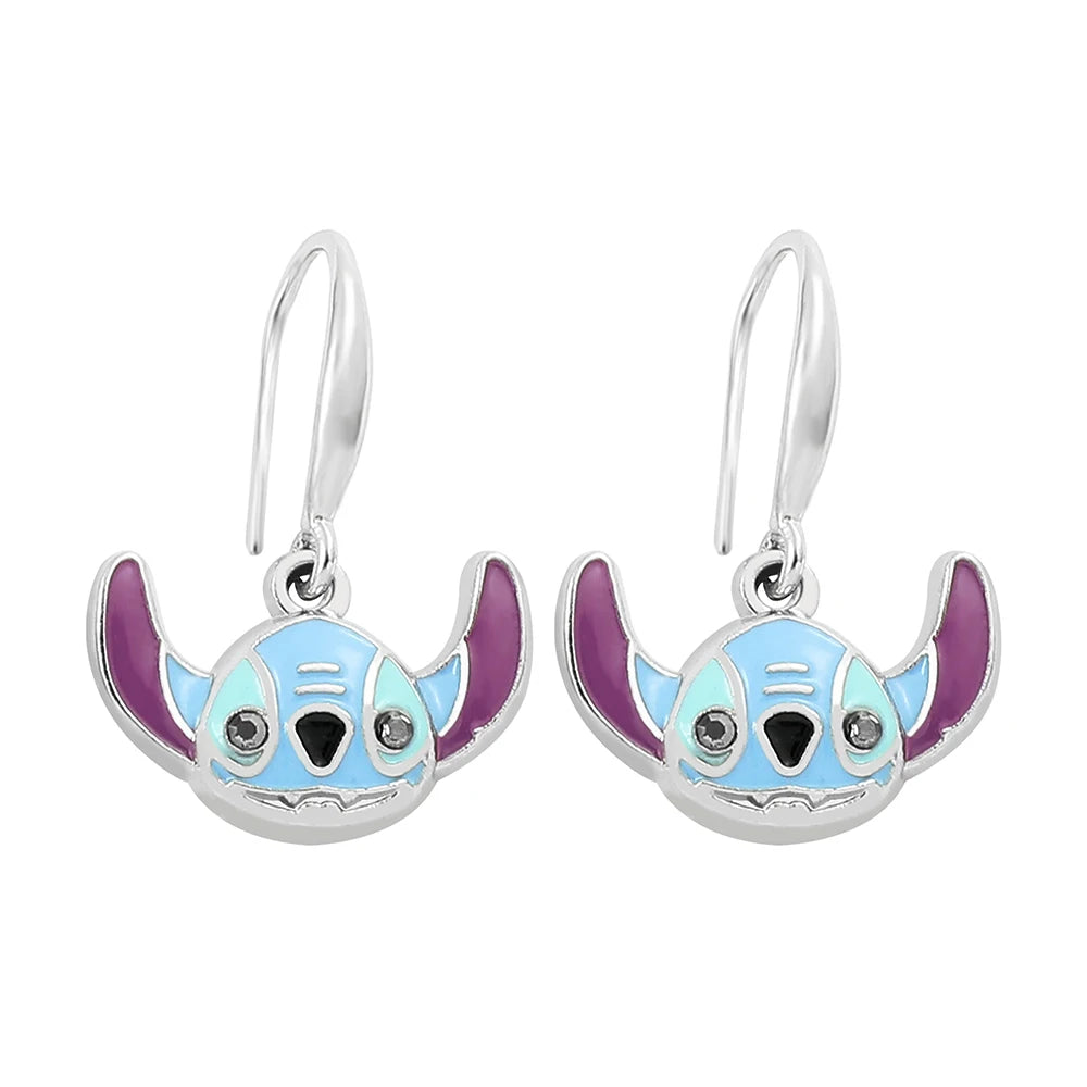 Disney-Cute Cartoon Stitch with Flower Stud Earrings for Women and Teen Girls, Lovely Ear Accessories, Jewelry Gifts for Fans